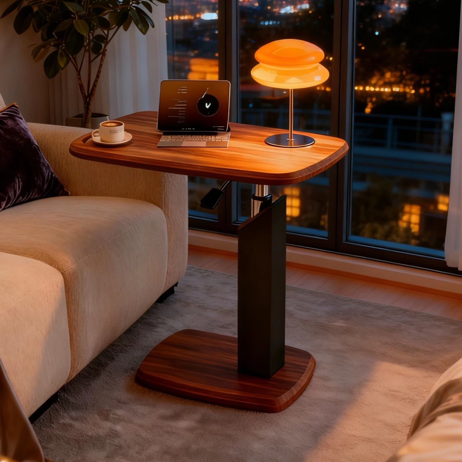 边几气动升降中古风可移动床边桌客厅家用小户型多功能茶几置物架,住宅家具,角几/边几,淘宝优惠券,粉丝福利购,淘宝优惠卷