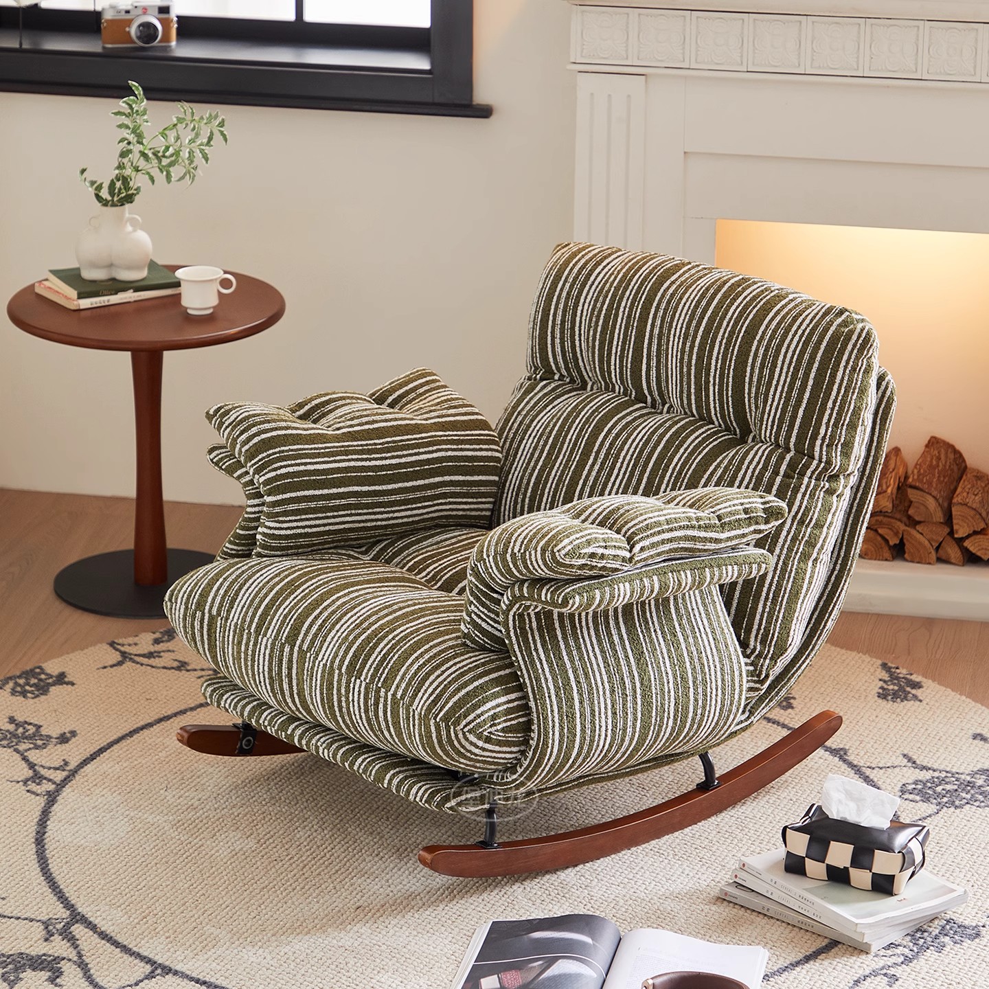 复古单人摇椅客厅躺椅阳台休闲椅子美式摇摇椅懒人沙发卧室沙发椅