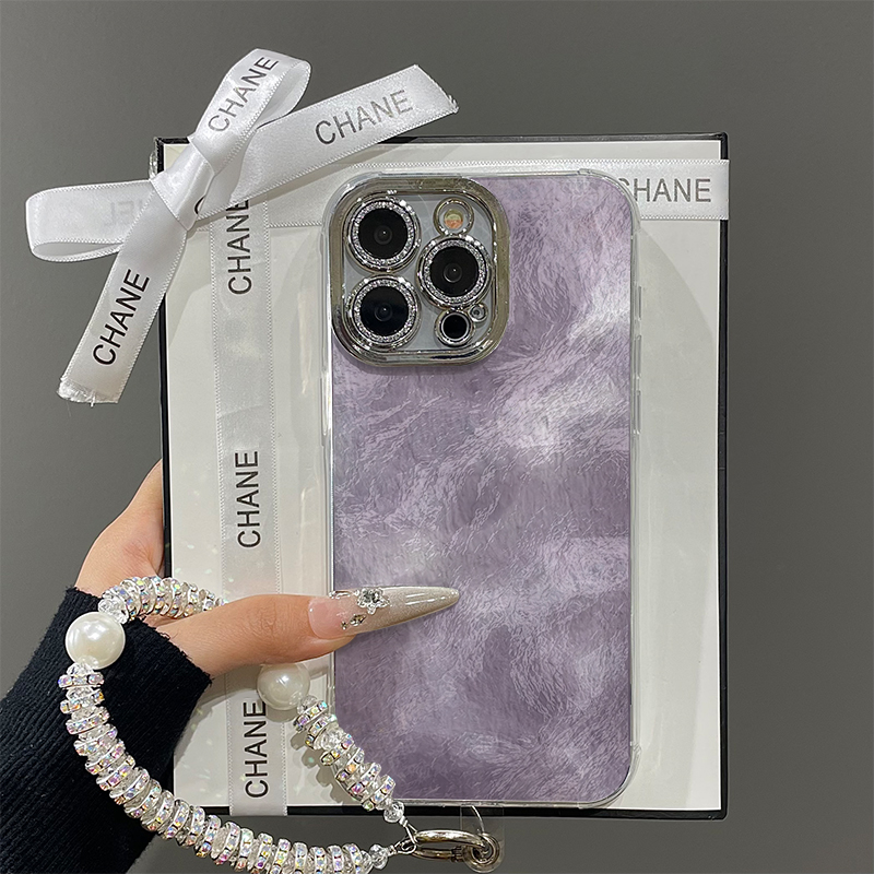 高级油画渐变紫适用苹果16promax手机壳iPhone15带镜头膜13情侣新款12羽纱pro少女11挂绳plus14全包防摔x硬壳