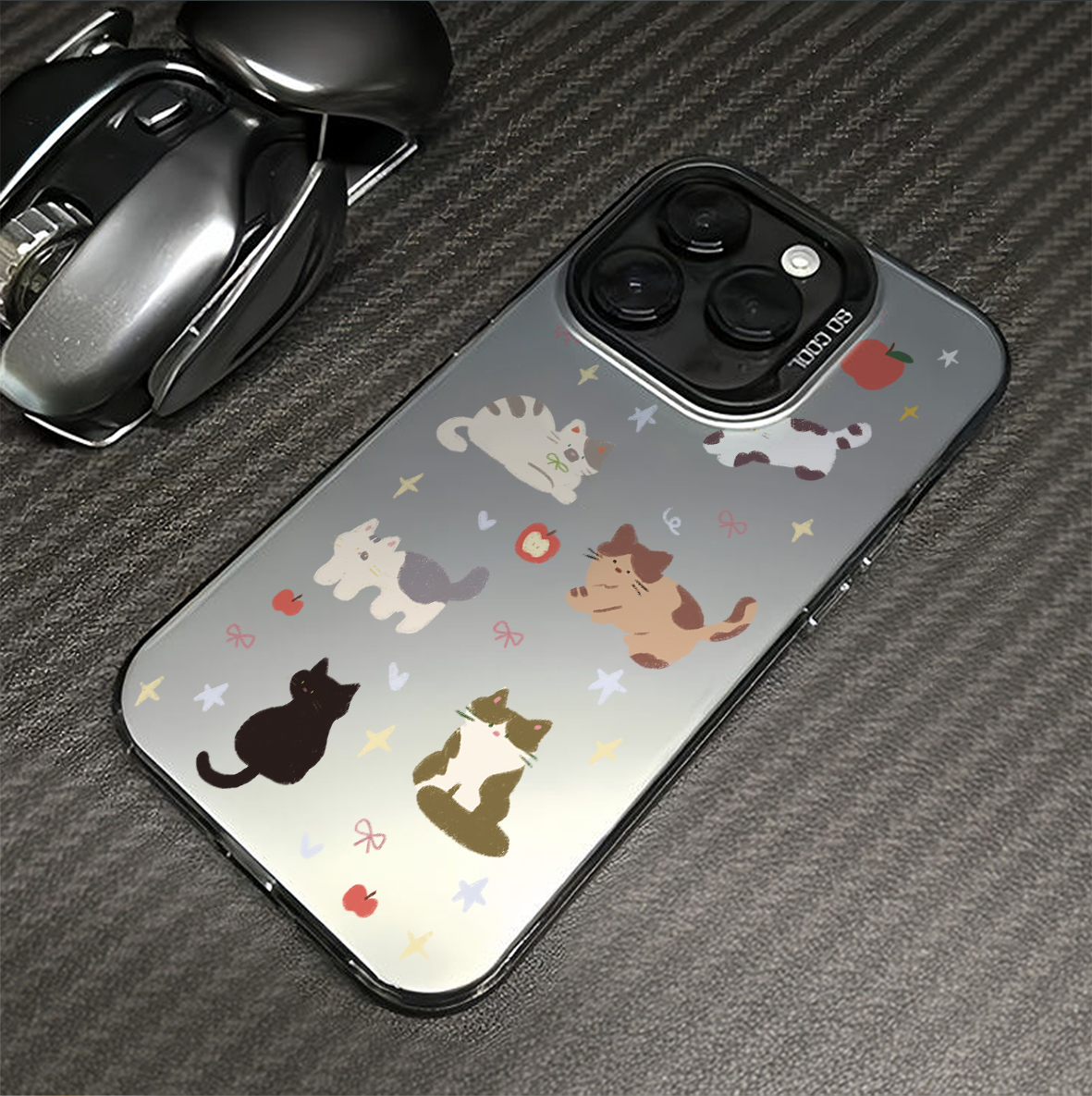 ins韩系趣味苹果小猫适用苹果16promax手机壳iPhone15创意14新款13小众pr女12情侣plus镭射11全包8p防摔x硬壳
