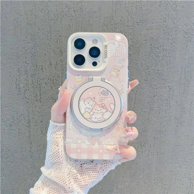 可爱玩耍小猫适用苹果16promax手机壳iPhone15创意14新款13小众pro少女12磁吸支架plus镭射17全包8防摔xs硬壳