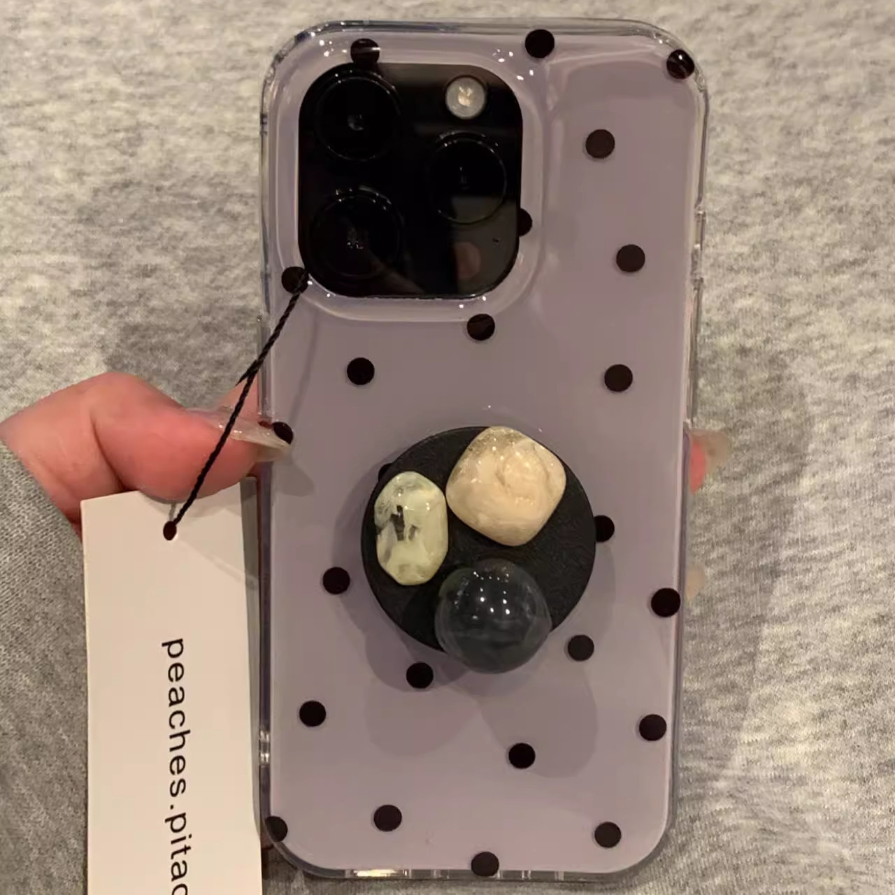 紫色简约波点适用苹果16promax手机壳15小众新款14网红13支架plus创意17可爱简约iPhone女全包xs防摔简约硬壳