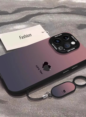 ins高级紫色渐变爱心适用苹果16手机壳iphone15新款14pro创意max简约13情侣12卡通14女Pro高级17硅胶防摔软壳