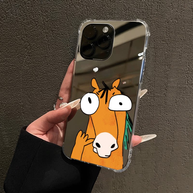 国风趣味搞怪小马适用苹果17promax手机壳iPhone16创意14新款13小众少女心15pro全包12情侣plus镜面x防摔硬壳