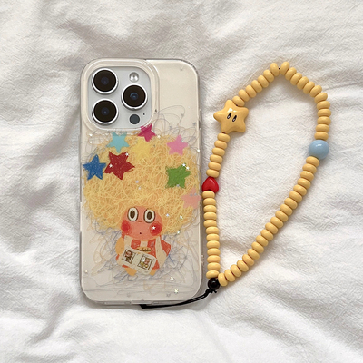 爆炸头星星人适用苹果17promax手机壳16新款手链14网红13个性plus创意11可爱简约iPhone全包12防摔15卡通硬壳