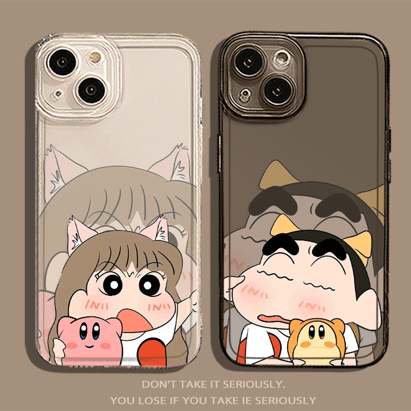 情侣一对小新妮妮适用苹果15promax手机壳14新款13可爱小众11透明plus情侣网红xs女iPhone不发黄12防摔xr软壳