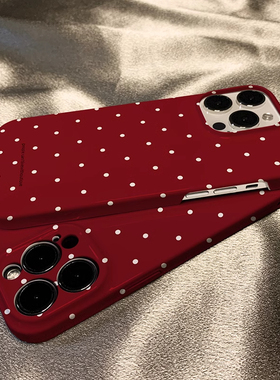 简约红色波点适用苹果16promax手机壳iPhone14菲林13新款12pro创意情侣17plus小众xs少女7全包防摔xr菲林硬壳