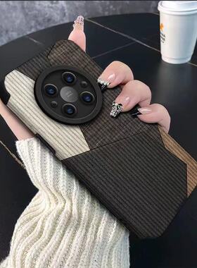 拼接条纹适用于华为mate80pro手机壳70新款p50创意60情侣高级40少女个性nova17硅胶防摔plus小羊皮30液态软壳