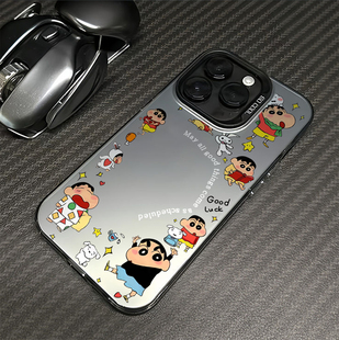 拍立得卡通蜡笔小新适用苹果15promax手机壳iPhone14创意13新款12可爱pro情侣17少女plus镭射xs彩银x防摔硬壳