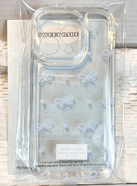 ins简约蓝色蝴蝶结适用苹果16promax手机壳iPhone15透明12新款11高级14太空壳13卡通17少女plus网红防摔7硬壳