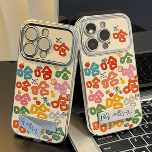 搞怪满屏哈哈适用苹果15promax手机壳16新款iPhone14小众xs支架xr彩色13情侣17卡通11创意12电镀大视窗女软壳