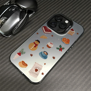 韩系冬季泼墨雪人适用苹果17promax手机壳iPhone16创意14新款13情侣12可爱卡通15女plus小众11全包x防摔8硬壳