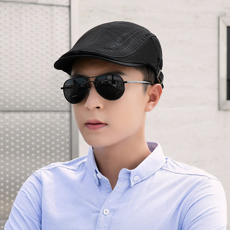 新款百搭帽子男冬青年前进帽秋季女复古贝雷帽英伦画家帽时尚刺绣