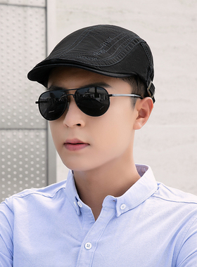 新款百搭帽子男冬青年前进帽秋季女复古贝雷帽英伦画家帽时尚刺绣