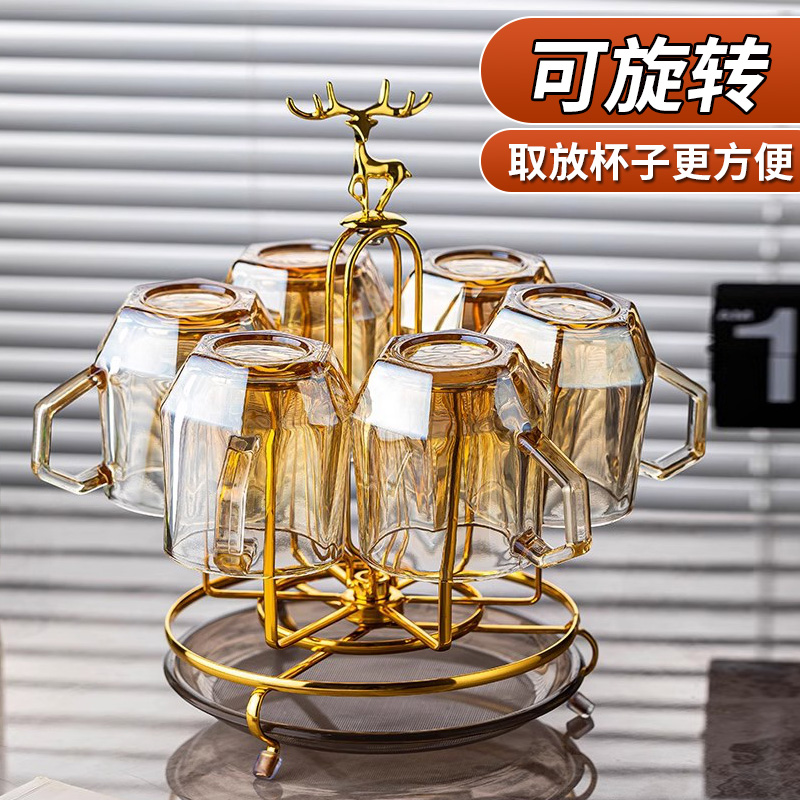 玻璃水杯架子收纳置物架家用套装高级感轻奢茶杯置物架倒挂展示架
