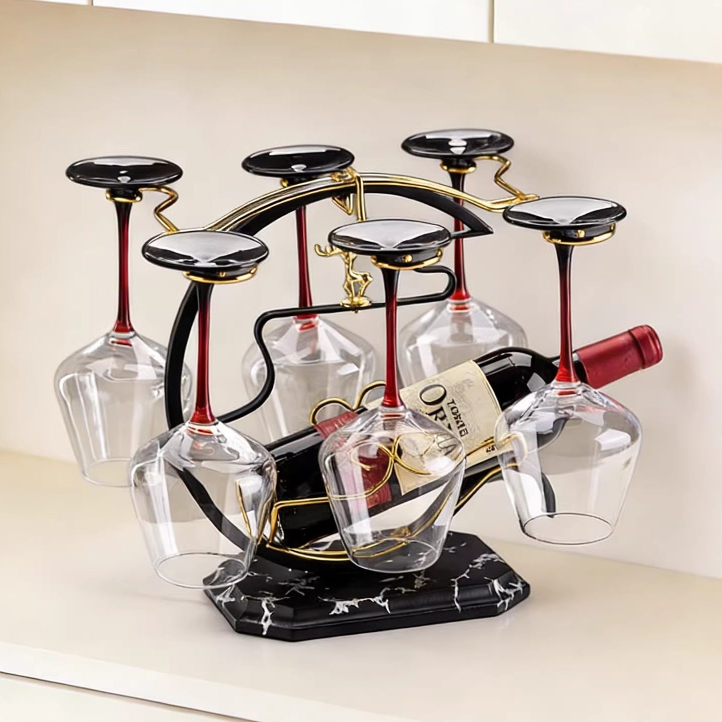 轻奢高档红酒杯套装酒柜摆件高脚杯倒挂酒柜装饰醒酒器一体置物架,餐饮具,异形/个性酒杯,淘宝优惠券,粉丝福利购,淘宝优惠卷