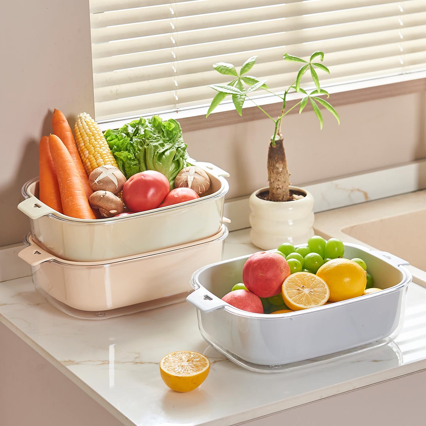 双层洗菜盆长形沥水篮2025新款