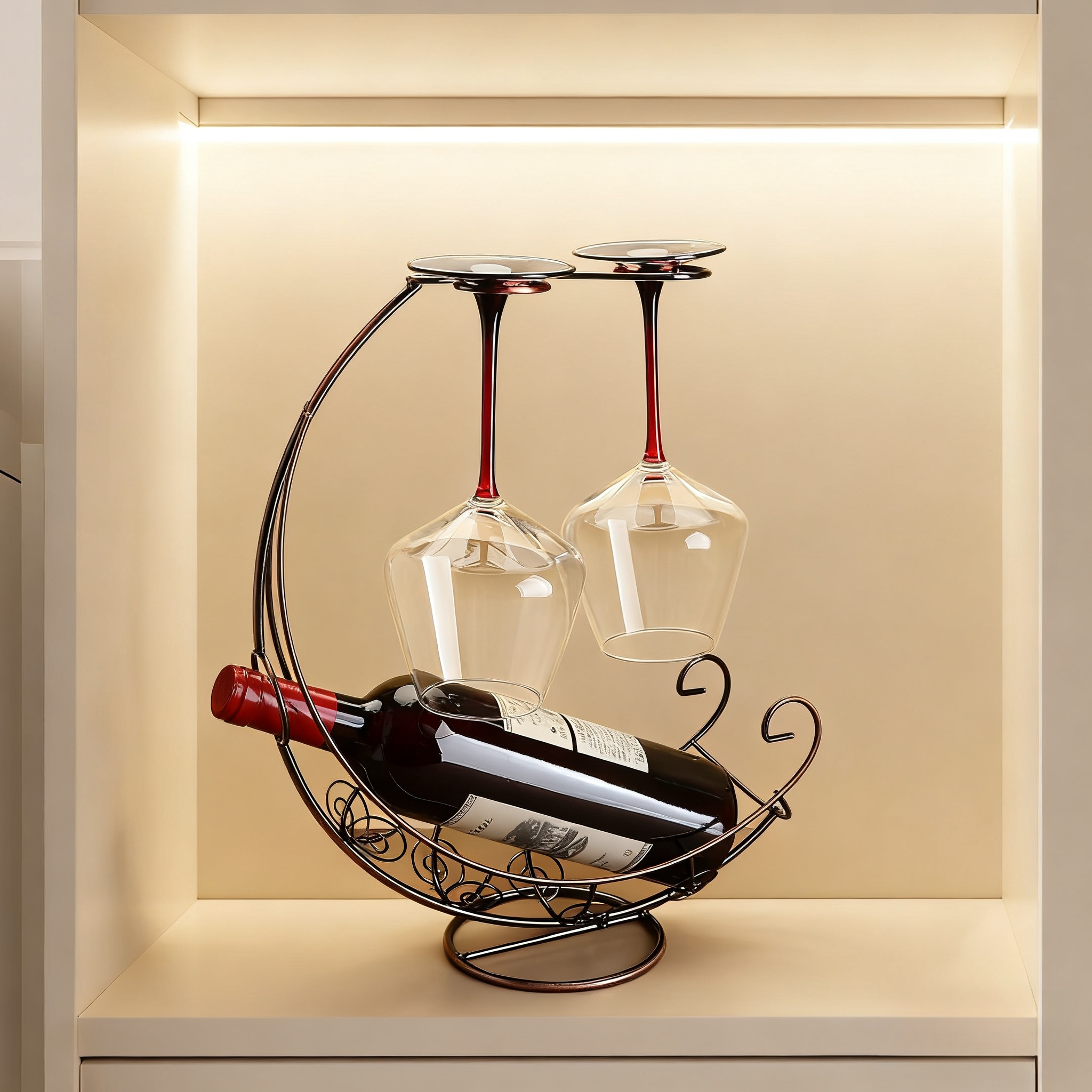 家用红酒杯架倒悬挂高脚杯架欧式酒瓶架子高档轻奢置物展示架摆件