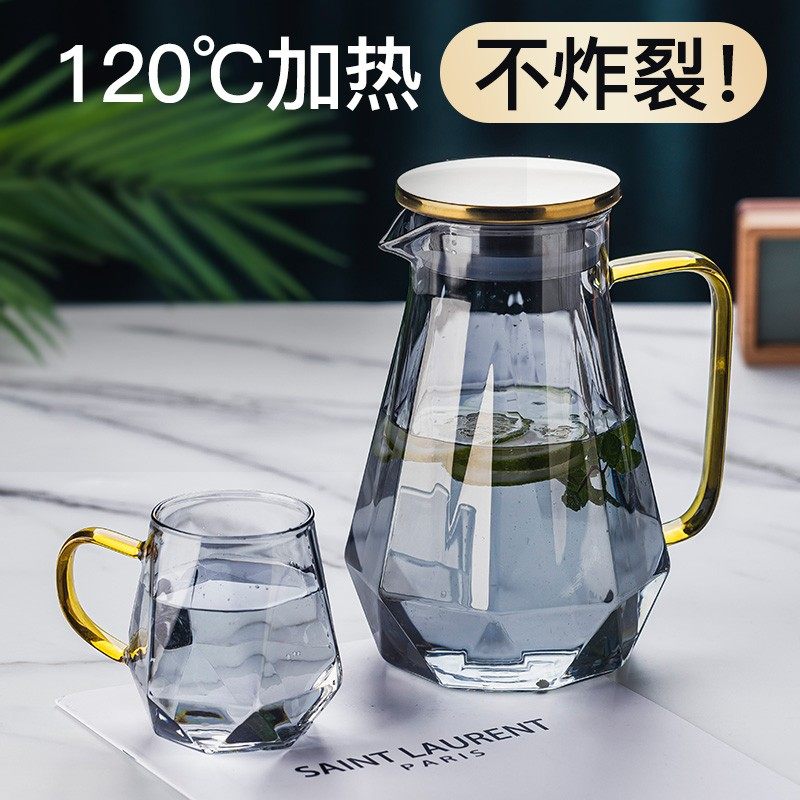 玻璃杯家用耐热待客喝水杯子带把手水杯泡茶壶果汁杯茶杯家庭套装