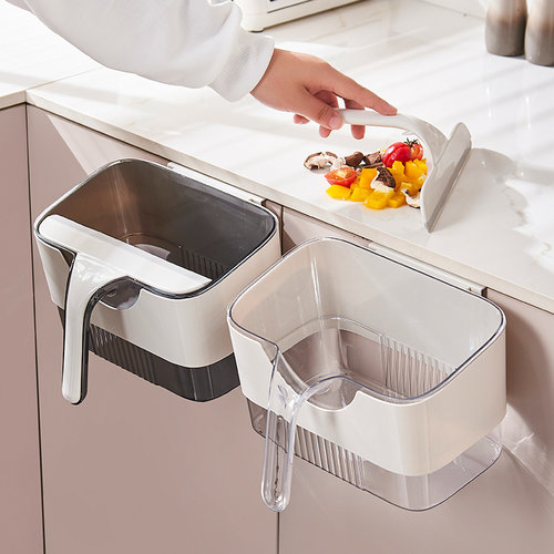 厨房垃圾桶壁挂式家用带刮板桌面厨余湿拉圾专用桶多功能2025新款