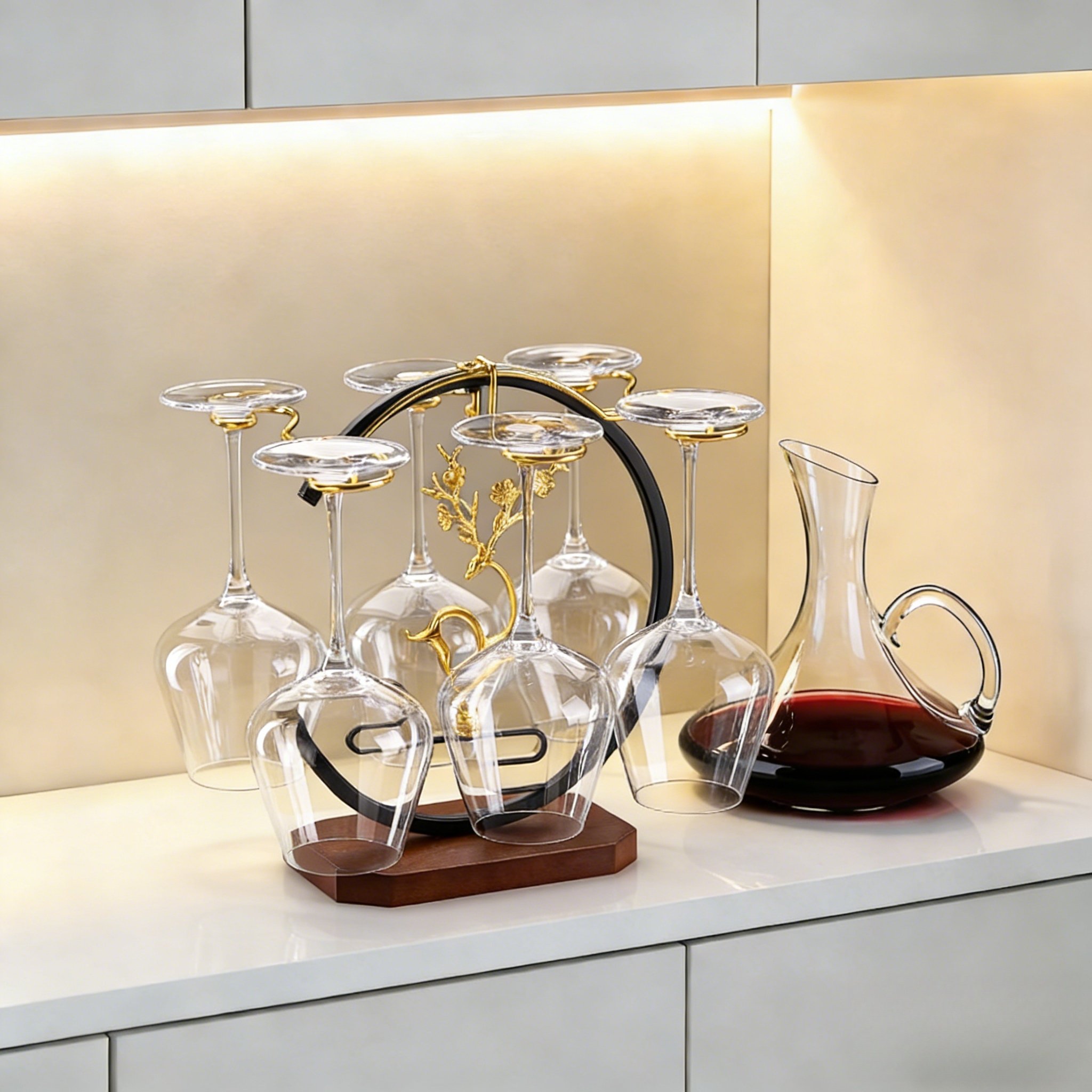 创意实木红酒杯架悬倒高脚杯吊杯架高档现代简约酒柜摆件家用展示,家居饰品,桌面摆件,淘宝优惠券,粉丝福利购,淘宝优惠卷