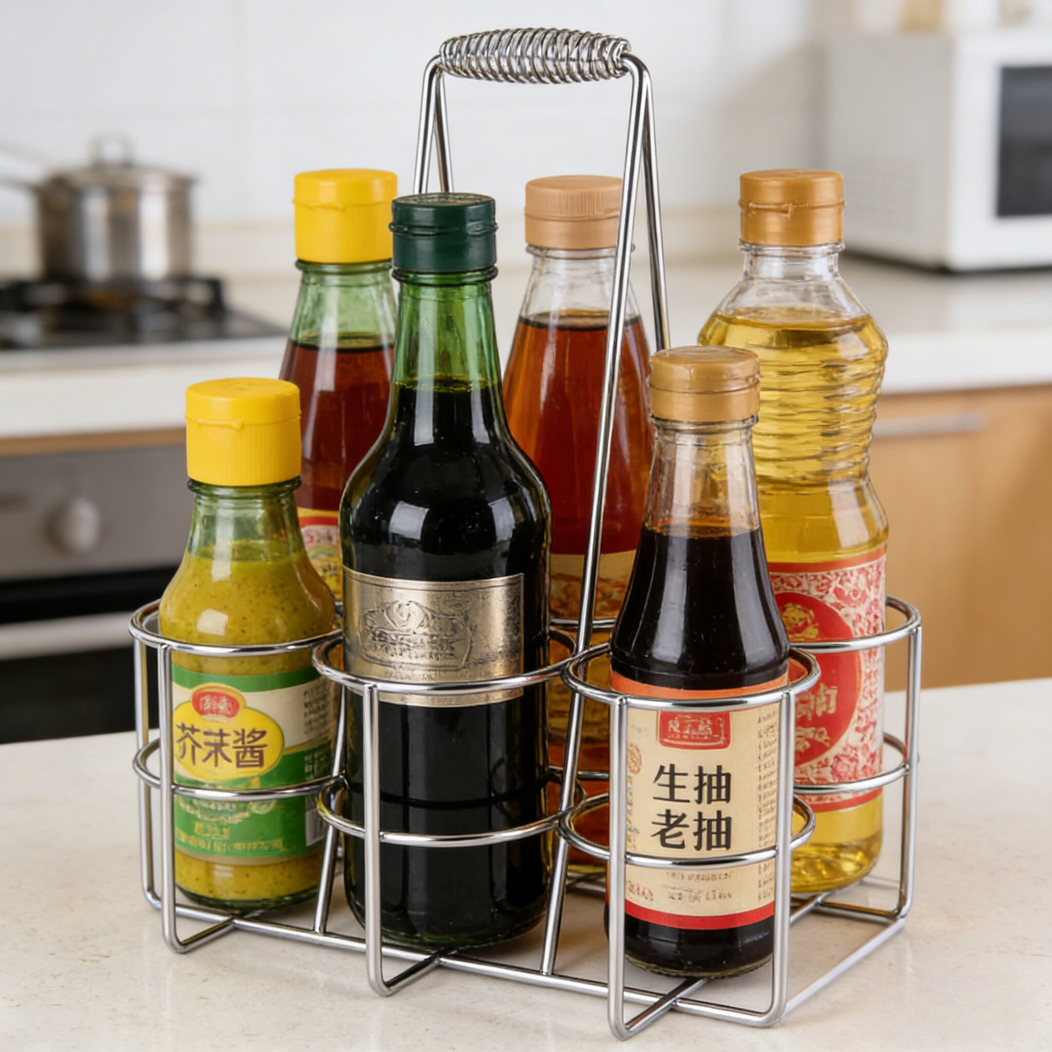 厨房置物架调料架铁艺酱油醋收纳架子调料瓶调味品收纳架子啤酒提