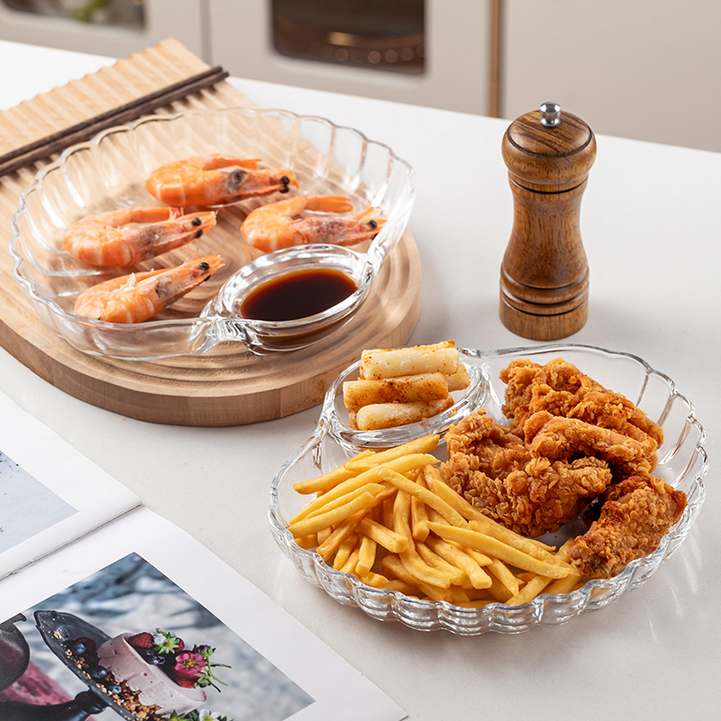玻璃饺子盘贝壳水饺专用盘功能盘