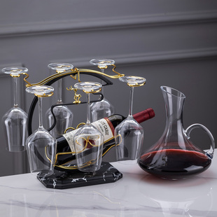 新中式 家用 红酒架摆件轻奢高档高脚杯架子悬倒挂醒酒器红酒杯套装