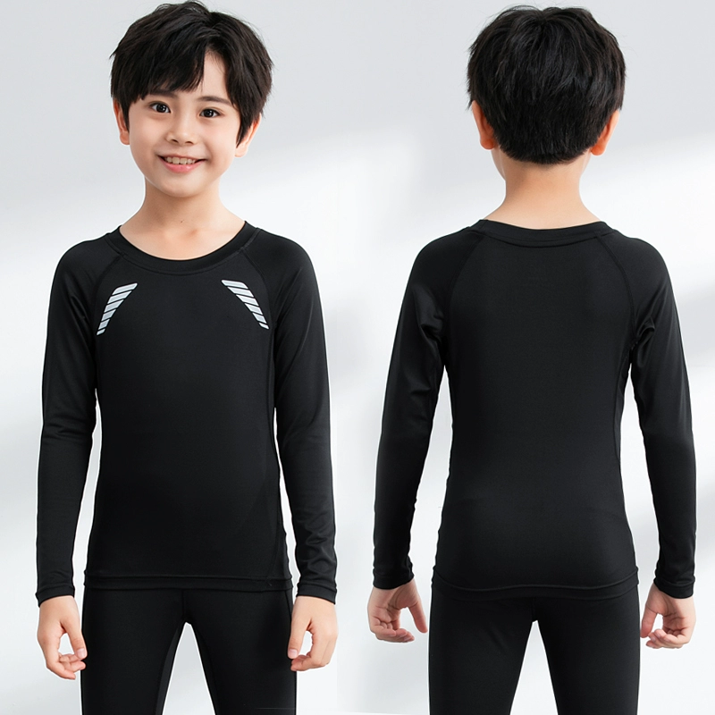 儿童运动紧身衣长袖速干篮球透气排汗训练服男女童健身服上衣