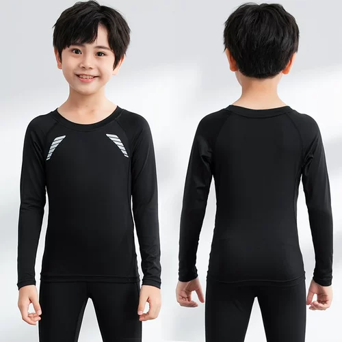 儿童运动紧身衣长袖速干篮球透气排汗训练服男女童健身服上衣