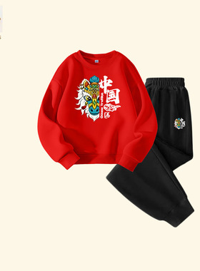 年会表演红色卫衣定制印logo马年元旦开门红公司周年庆活动团体服