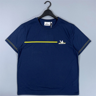 老百姓 元 男左胸横条黄色印花MICHELIN再生聚酯纤维圆领短袖T恤