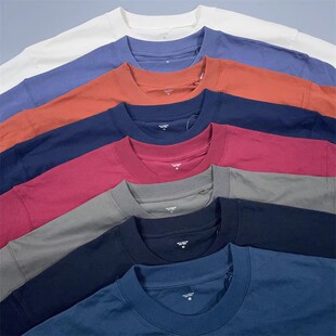 老百姓 元 夏重磅纯色口袋款长袖罗纹收口全棉打底圆领长袖T恤男