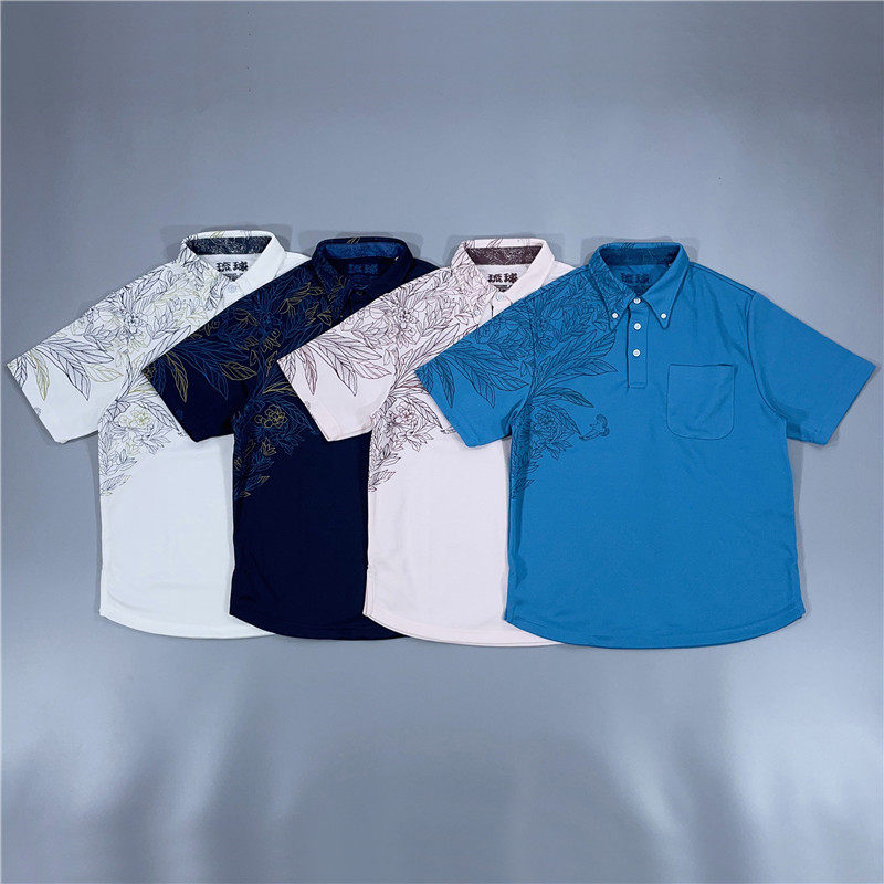 老百姓 元 日系琉球右袖右胸印花口袋款珠地网眼布 翻领polo短袖