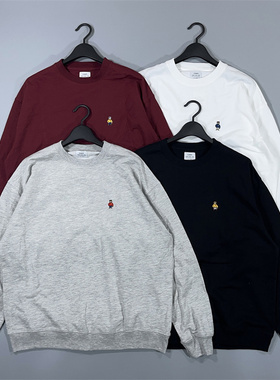 老百姓 元 日系COEN宽松版左胸小熊刺绣细毛圈圆领套头卫衣男女款