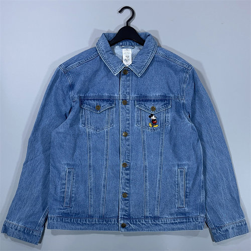 老百姓 元 日系大码119刀男米奇后背高针大刺绣翻领牛仔古着外套