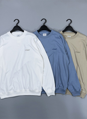 老百姓 元 日系COEN左胸字母刺绣细毛圈圆领男女套头卫衣