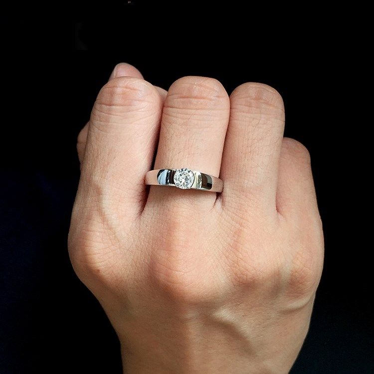 日韩简约情侣60分戒指对戒仿真钻戒男士指环 镀18k金结婚礼假戒子