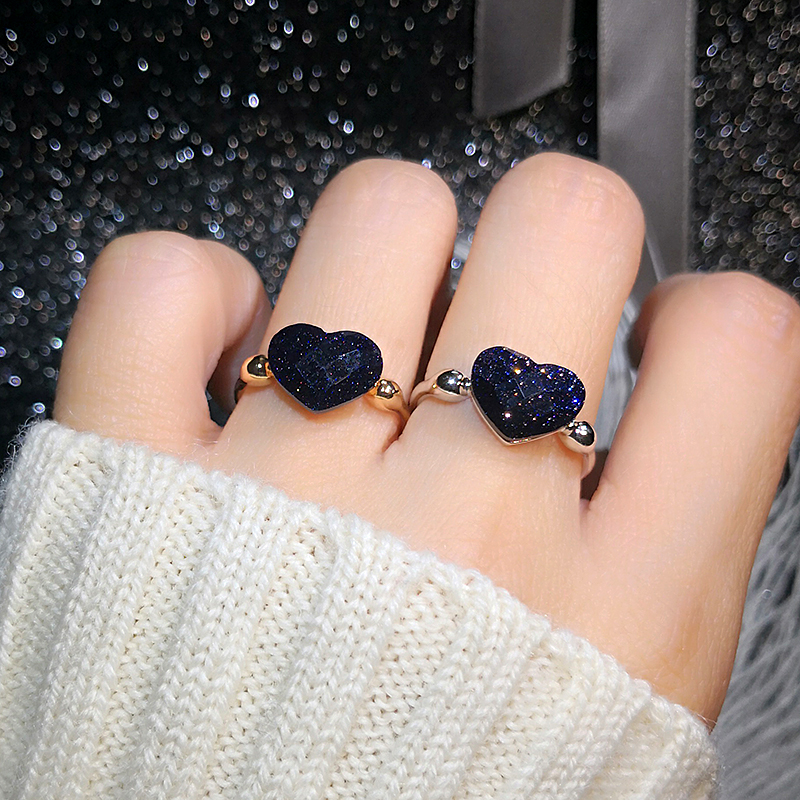 Japan and South Korea lovely Blue gravel violet starry sky love heart-shaped Ring Trendsetter student Rose Gold fashion Ringin the Accessories/Fashion Jewelry, Ring/Ring  category - from Buy2taobao.com to provide professional Taobao agent buy service