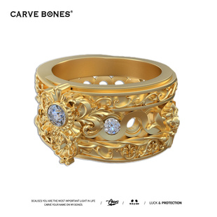 CARVE BONES刻骨原创欧式 巴洛克戒指18K金豪华镶嵌钻石定制钻戒