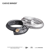 CARVE BONES刻骨原创亚当夏娃肋骨纯银戒指镶18K金情侣小众对戒
