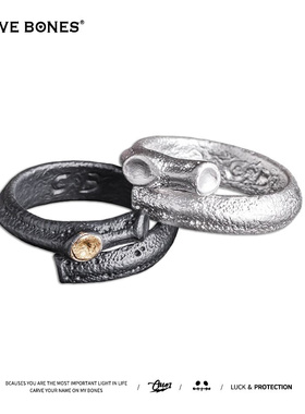 CARVE BONES刻骨原创亚当夏娃肋骨纯银戒指镶18K金情侣小众对戒