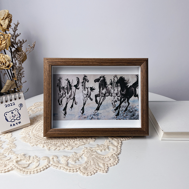 徐悲鸿八骏图办公室油画桌面摆件