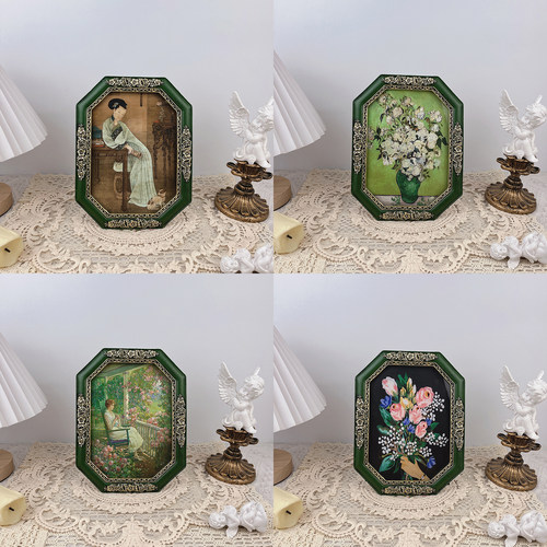 中古风复古雕花相框油画装饰画挂画家居桌面摆件高级感浮雕画框