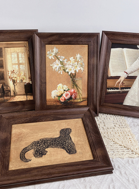 新中式油画装饰画桌面摆件客厅卧室办公桌书桌摆台中古风复古相框