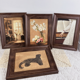 新中式 饰画桌面摆件客厅卧室办公桌书桌摆台中古风复古相框 油画装