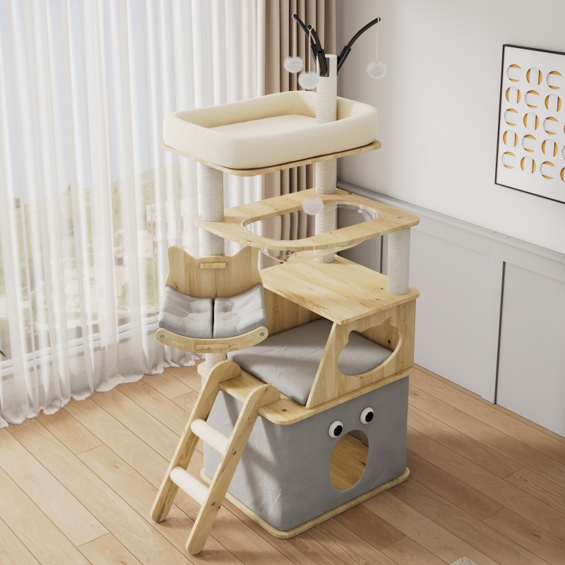 猫爬架猫窝猫树一体实木多层太空舱猫跳台猫架子剑麻玩具猫咪用品