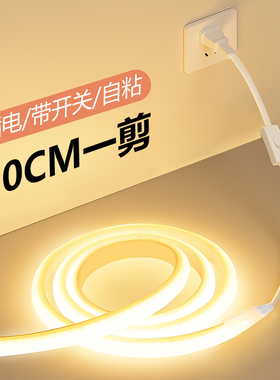 cob灯带led灯条带开关220v自粘卧室床头客厅电视背景墙插电款氛围