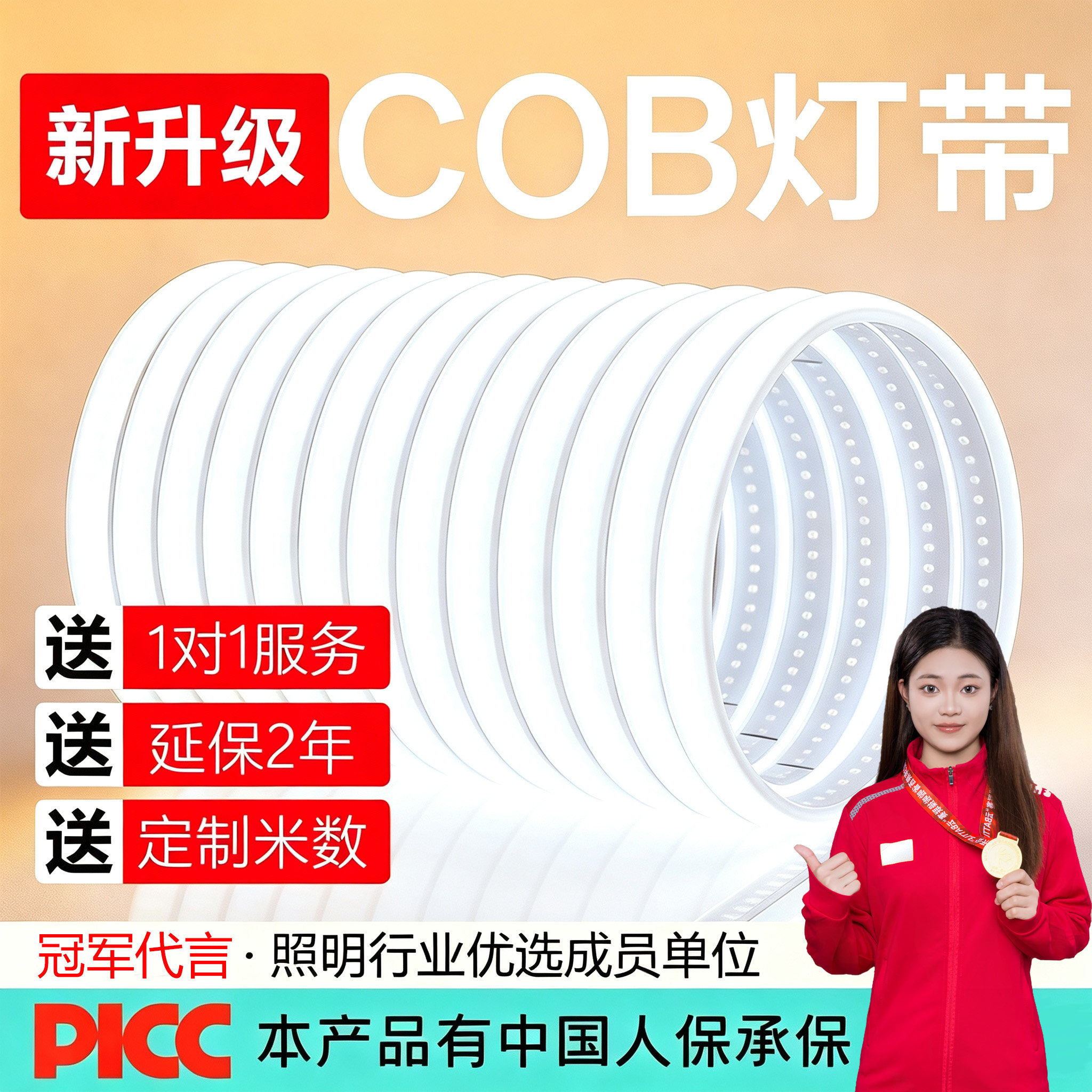 cob灯带led客厅吊顶220v家用线性灯户外防水氛围灯超亮自粘软灯条