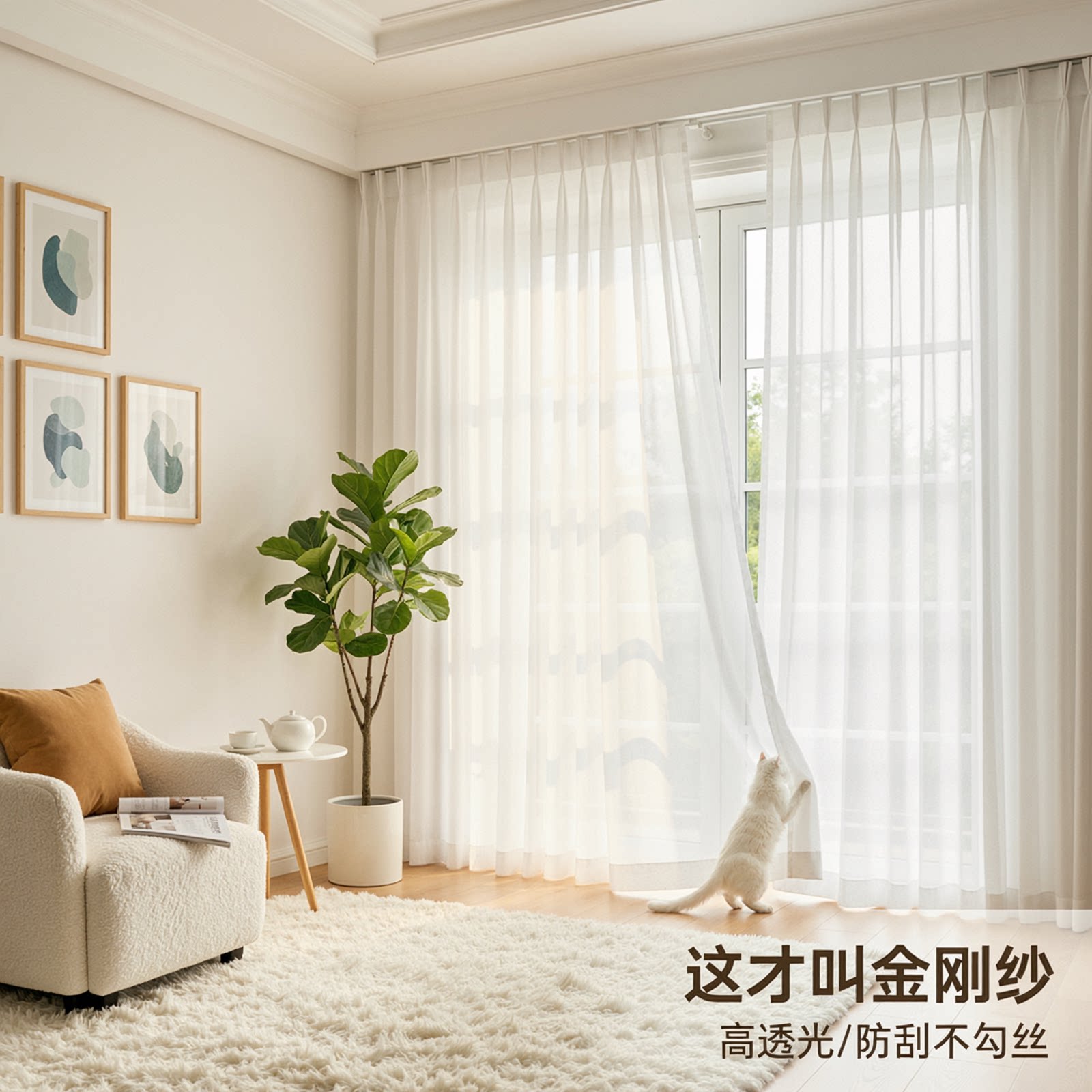 金刚纱纱帘幻影纱窗纱白色纱飘窗透光不透人2026新款窗帘绍兴柯桥